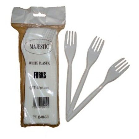 white plastic forks